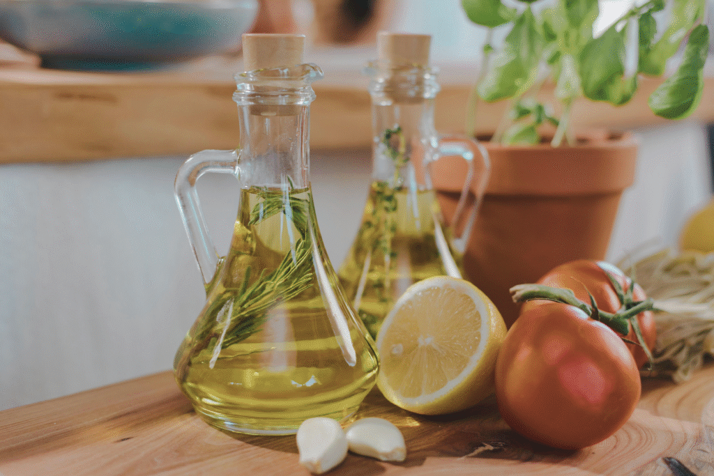 cooking with olive oil and sunflower oil